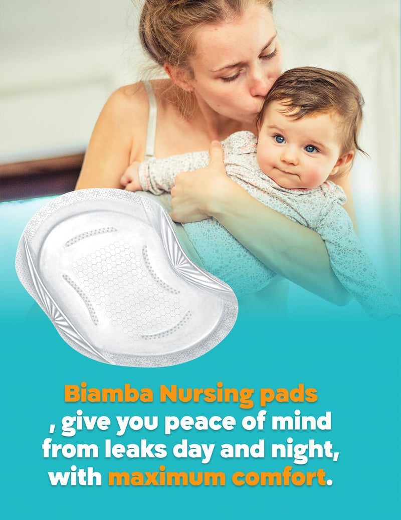 Biamba 60-Pack Disposable Nursing Pads for Breastfeeding - Ultra Thin Breast Pads for Leaking Milk Disposable with 3D Absorption & Leak Protection Individually Wrapped, Day & Night Nursing Essentials - Image 3